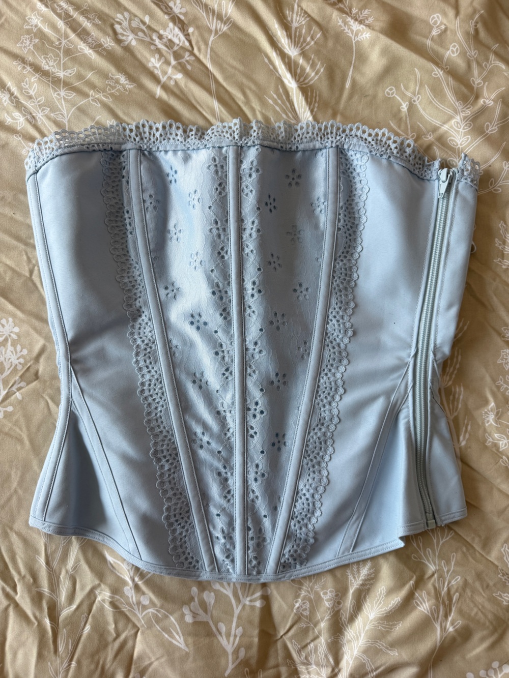 Adore Me Light Blue Lace-Trim Corset Top